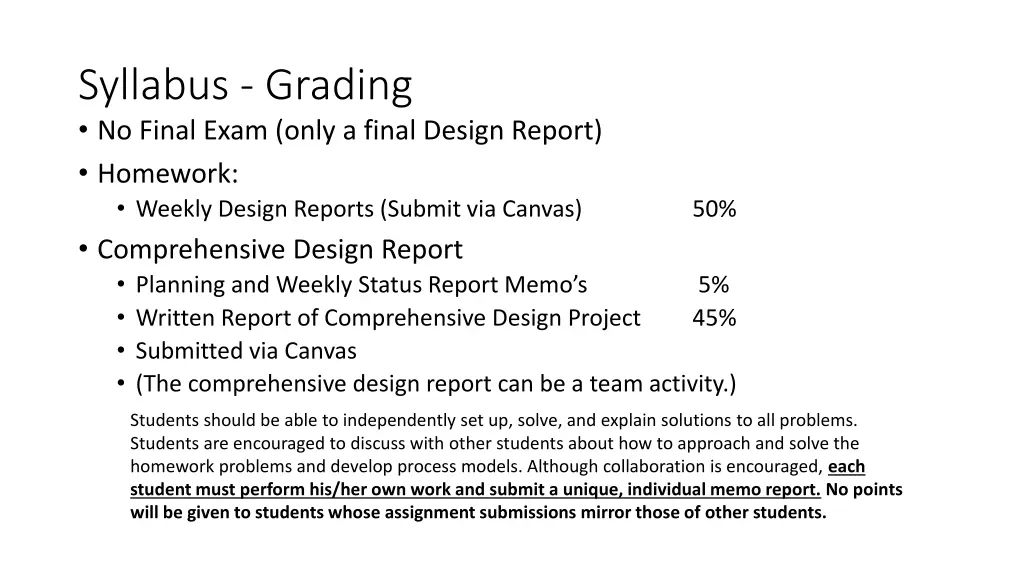 syllabus grading no final exam only a final