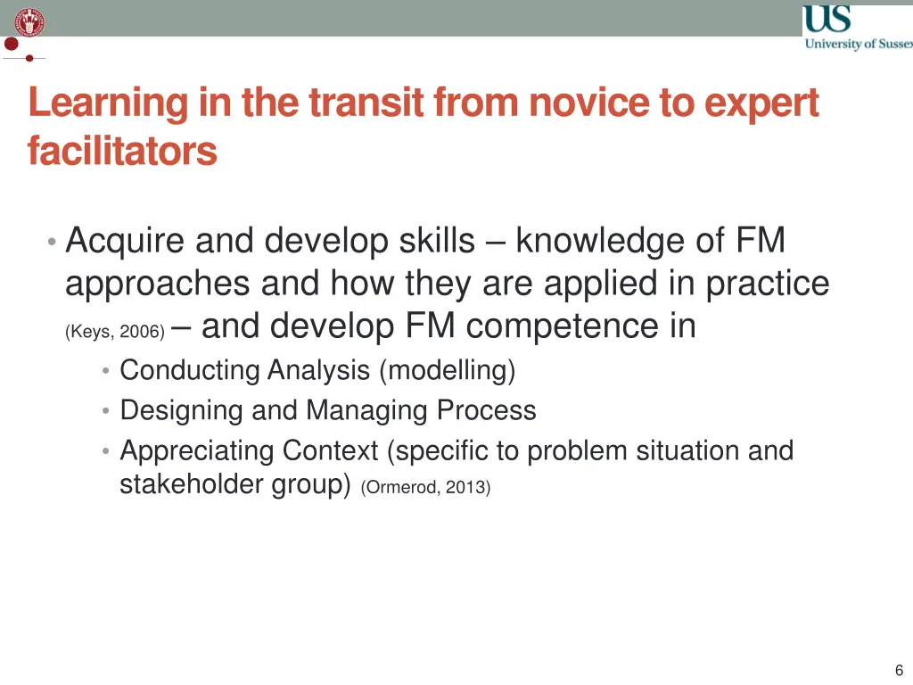 learning in the transit from novice to expert
