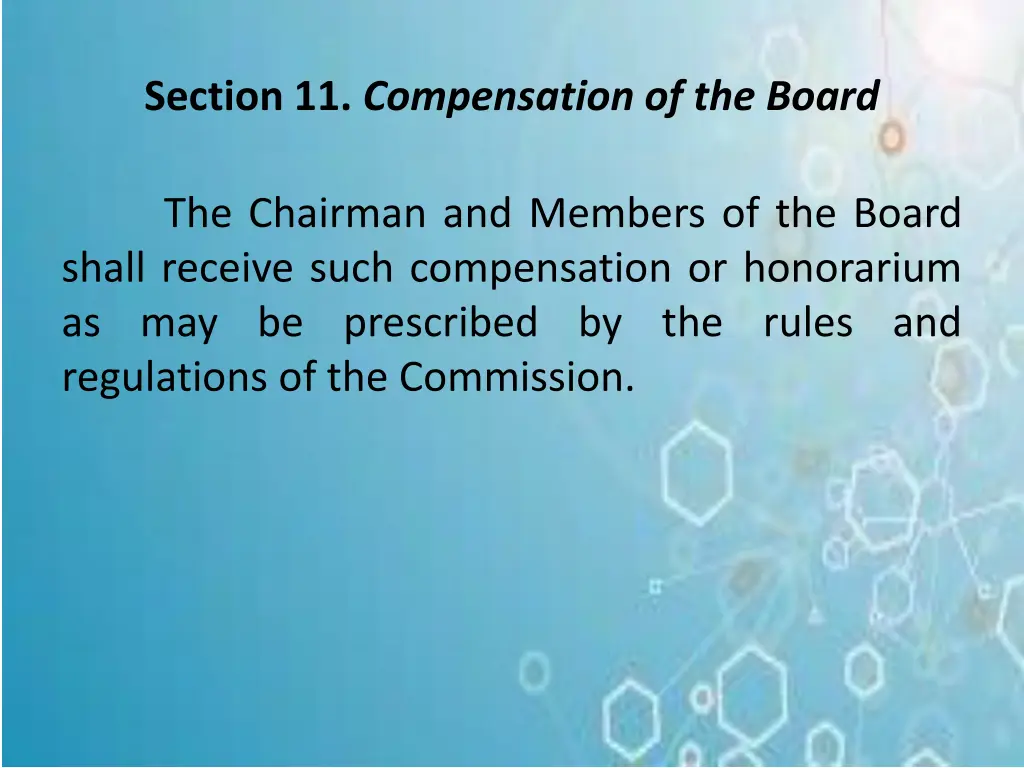 section 11 compensation of the board