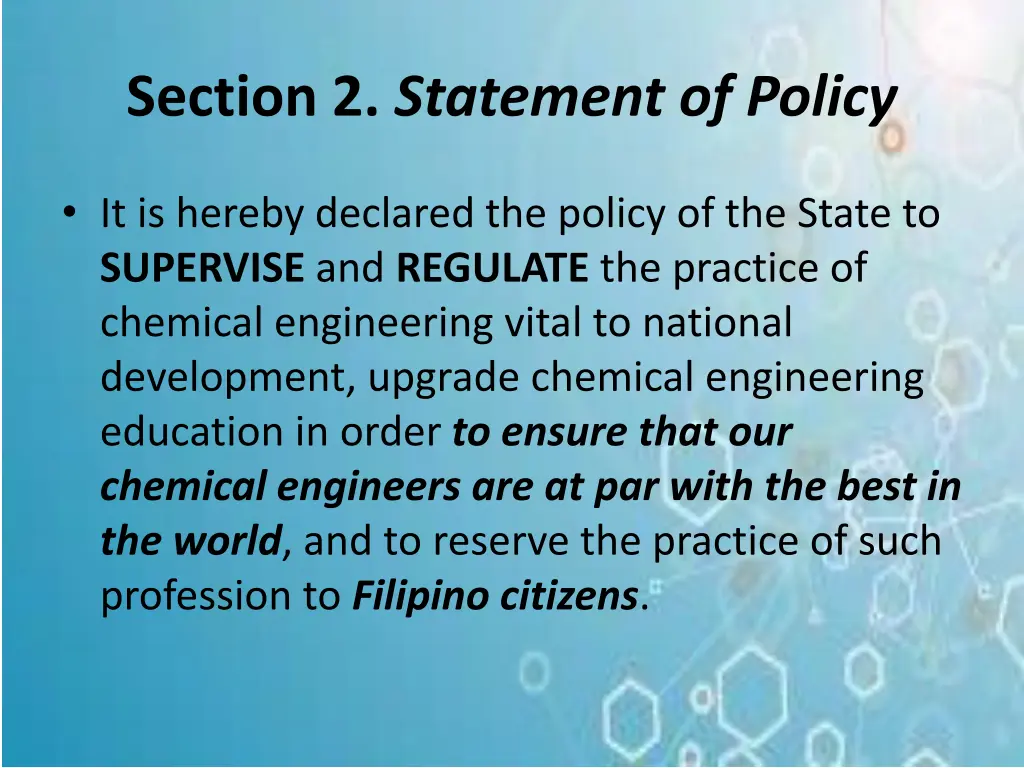 section 2 statement of policy
