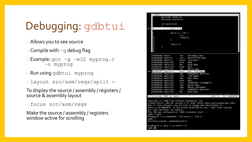 debugging gdbtui