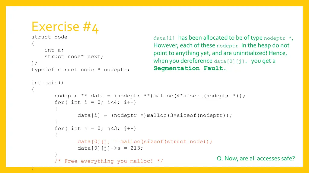exercise 4 struct node int a struct node next 1
