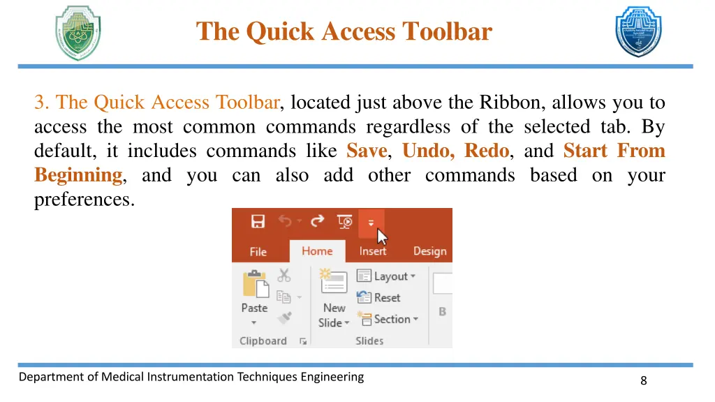 the quick access toolbar