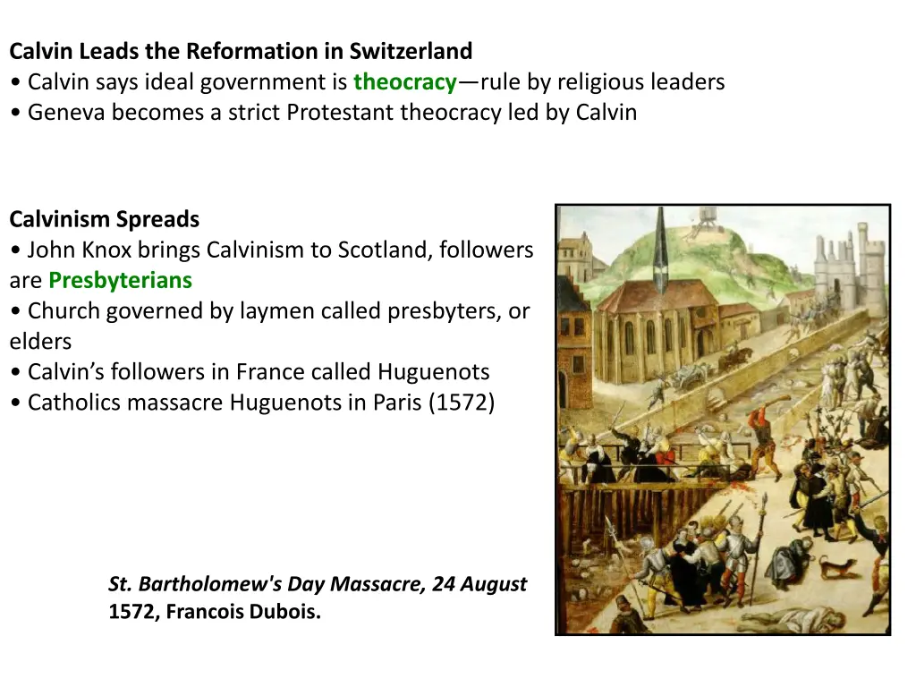 calvin leads the reformation in switzerland