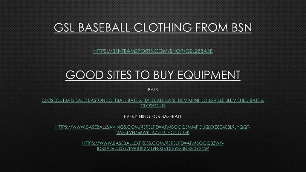 gsl baseball clothing from bsn