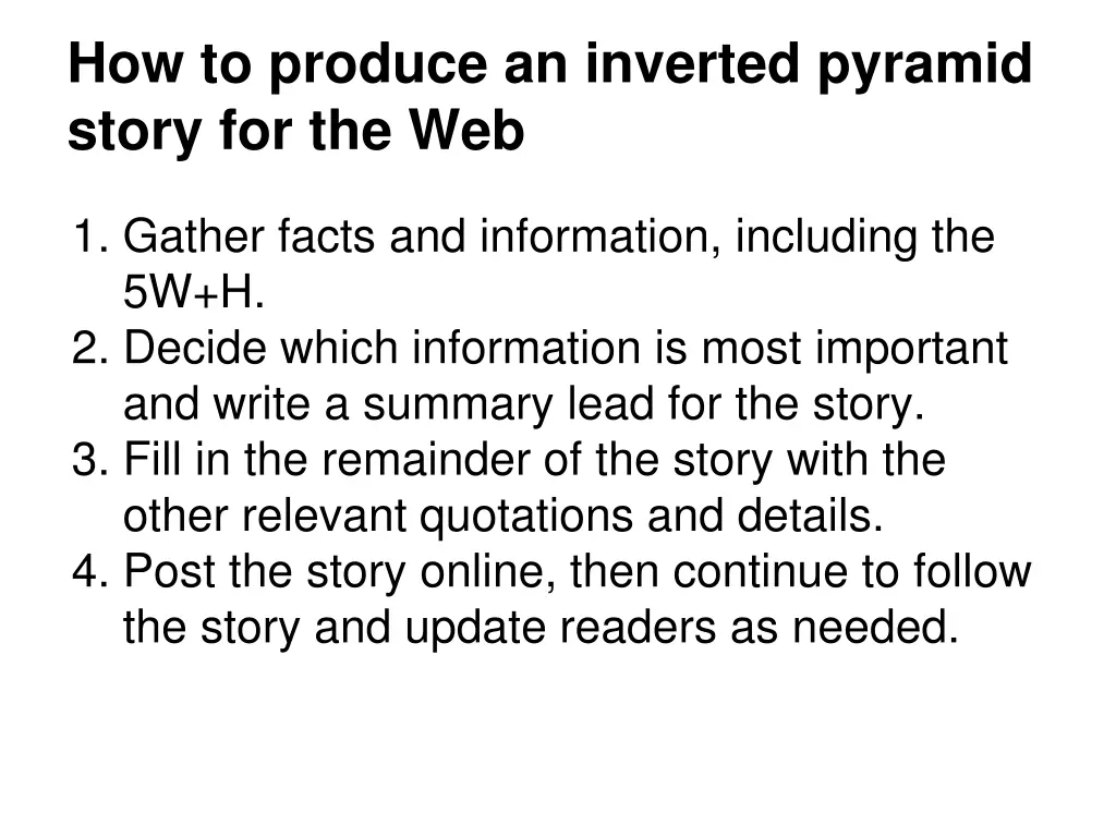 how to produce an inverted pyramid story