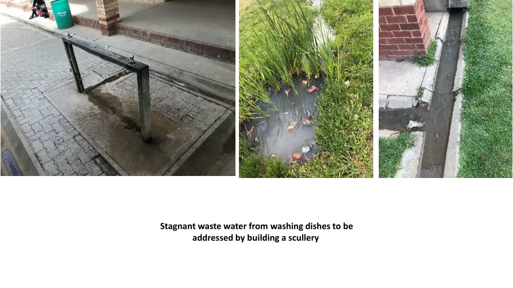 stagnant waste water from washing dishes