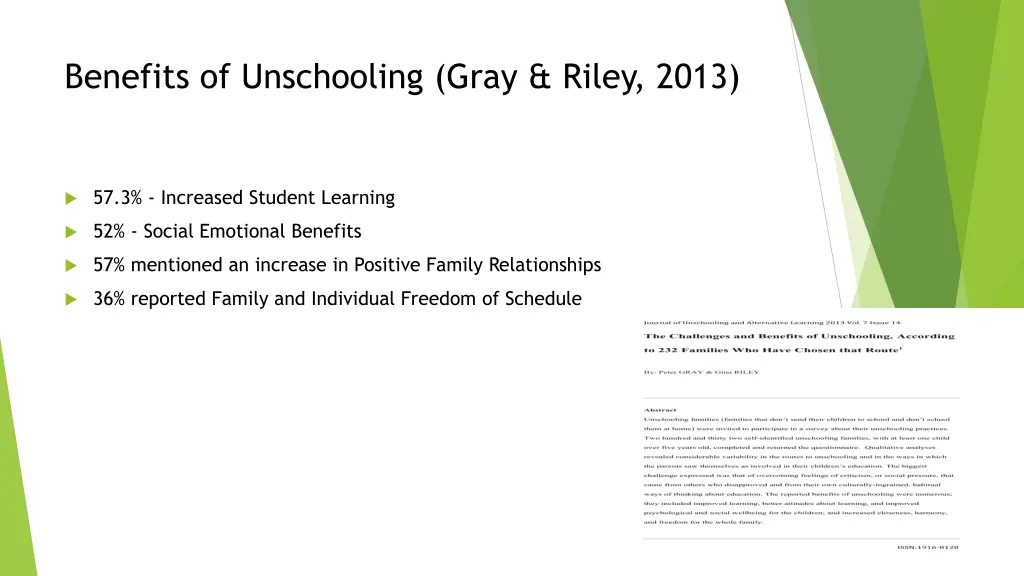 benefits of unschooling gray riley 2013