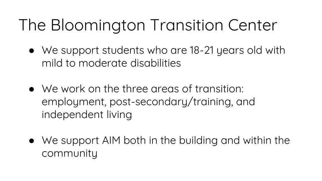 the bloomington transition center