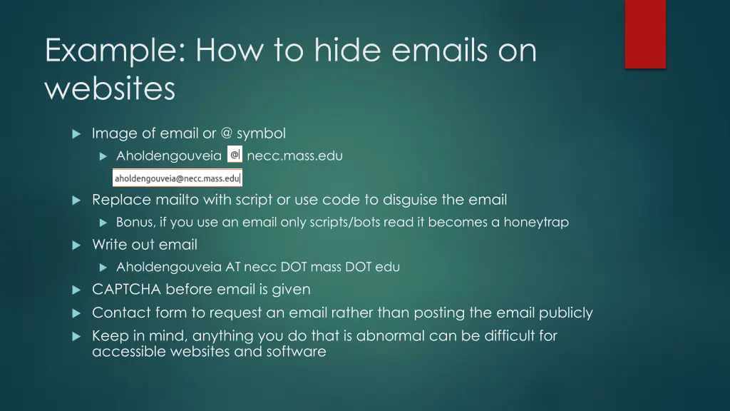 example how to hide emails on websites