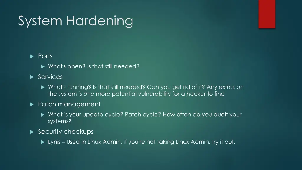 system hardening