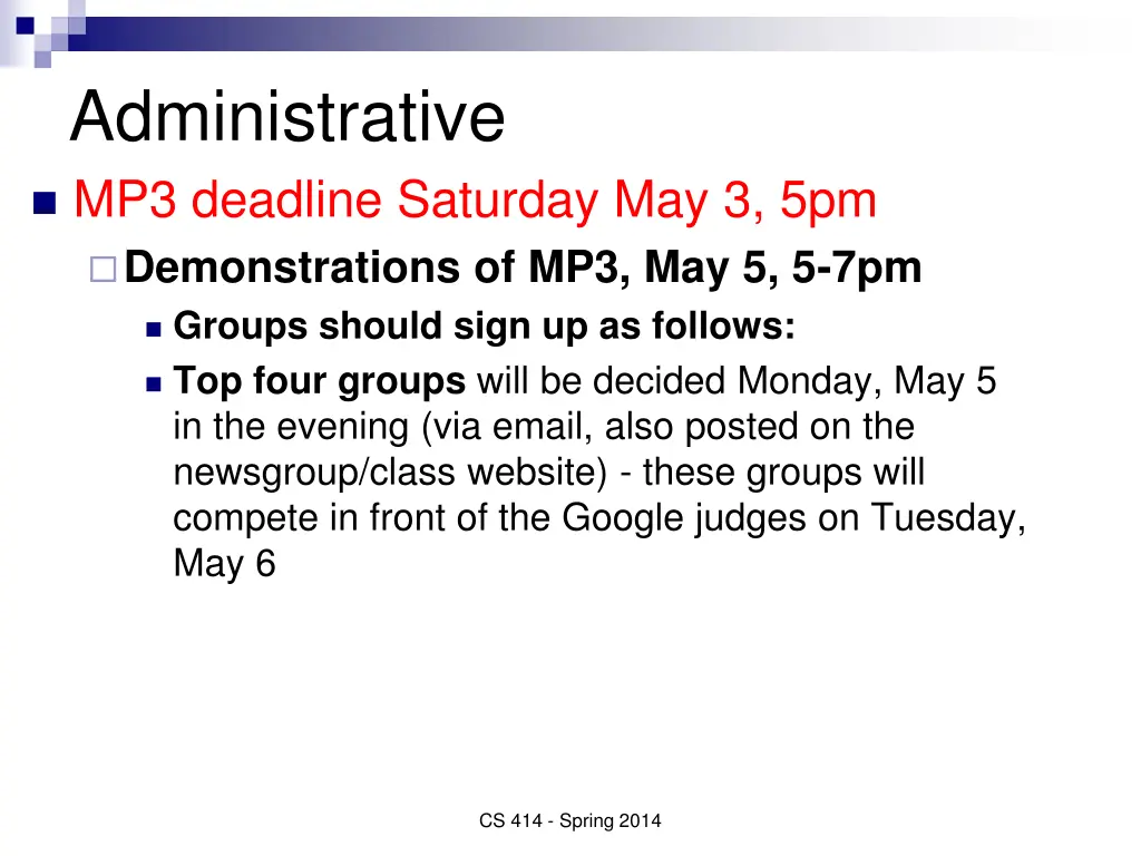 administrative mp3 deadline saturday