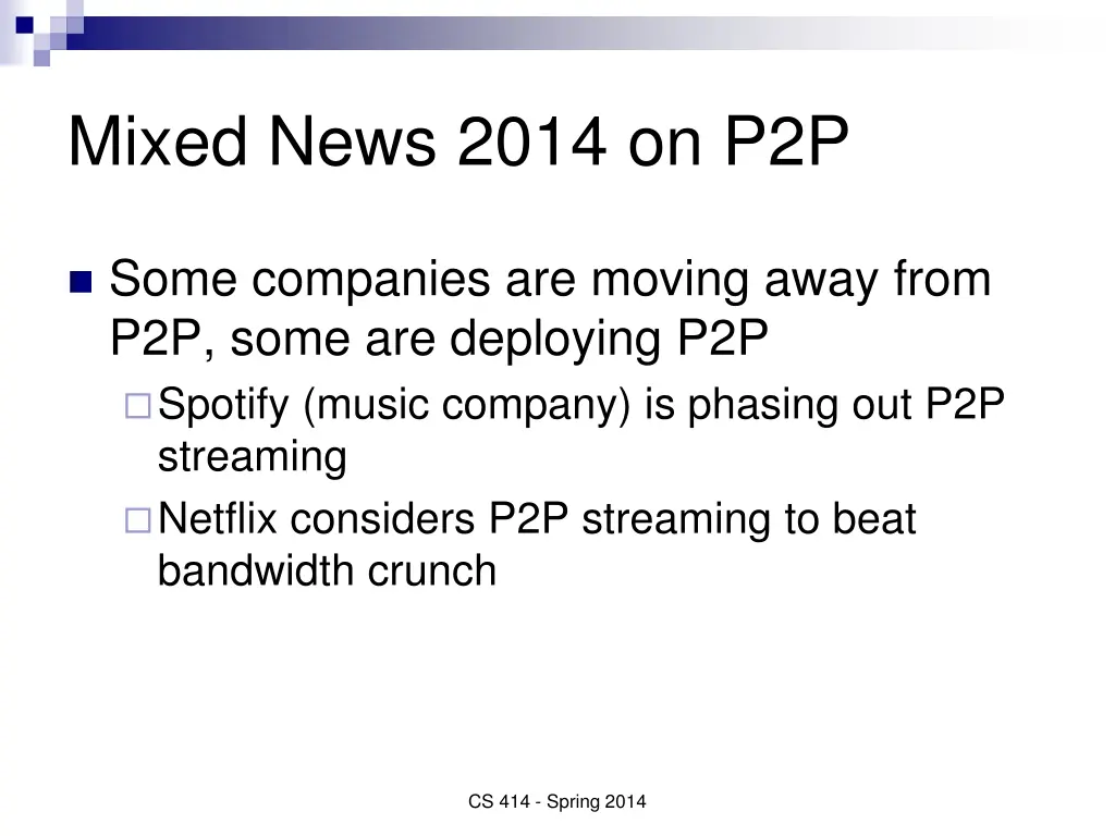 mixed news 2014 on p2p