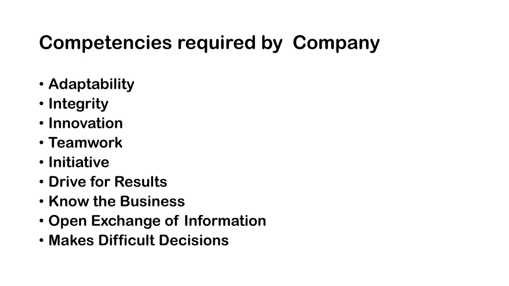 competencies required by company