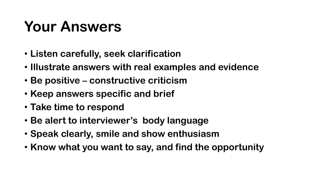your answers