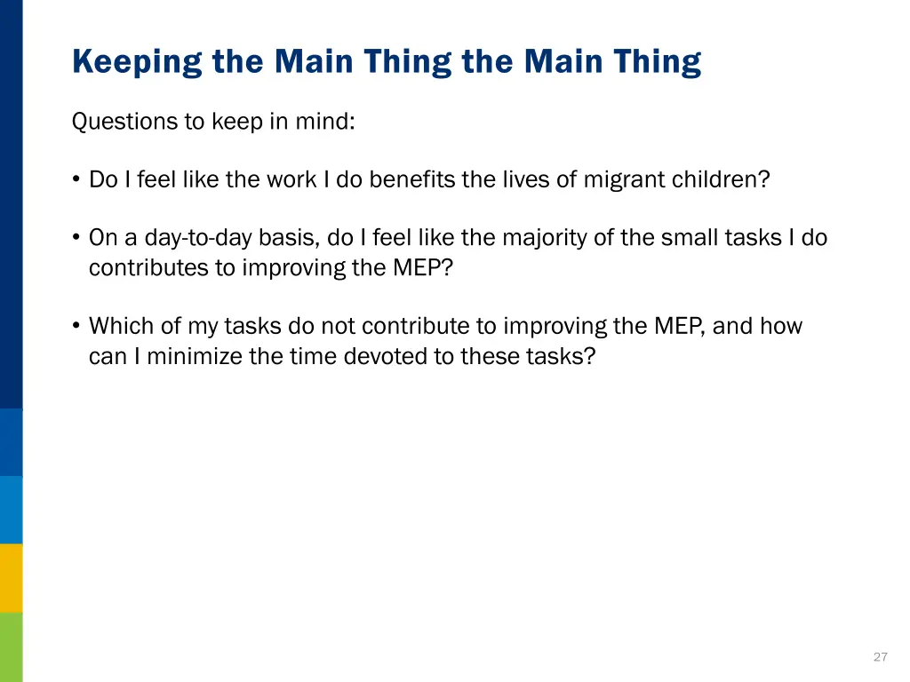 keeping the main thing the main thing 1