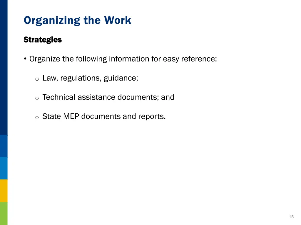 organizing the work 1