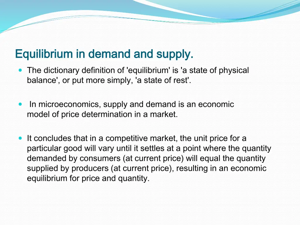 equilibrium in demand and supply equilibrium
