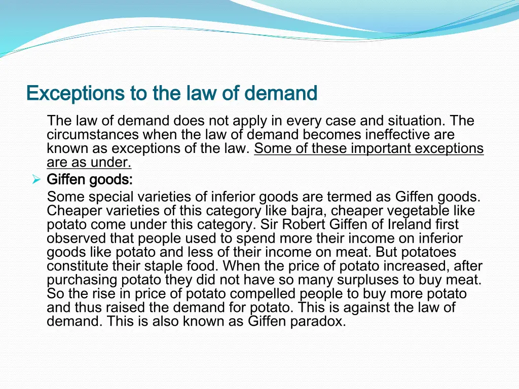 exceptions to the law of demand exceptions
