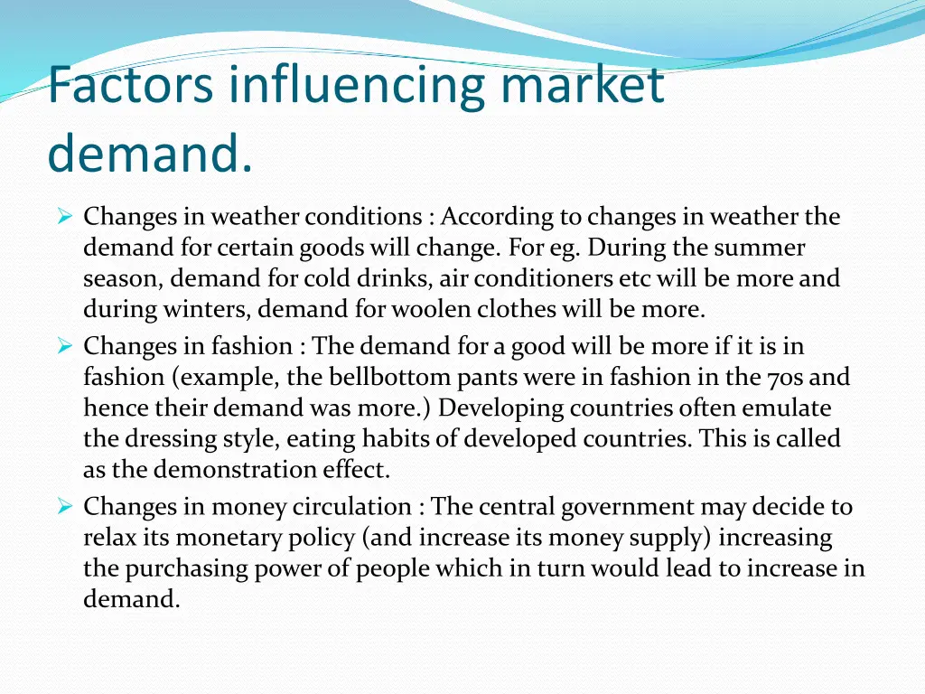 factors influencing market demand