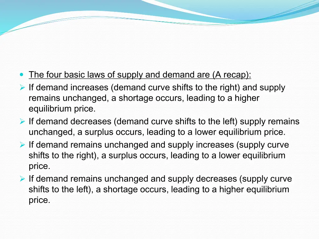 the four basic laws of supply and demand