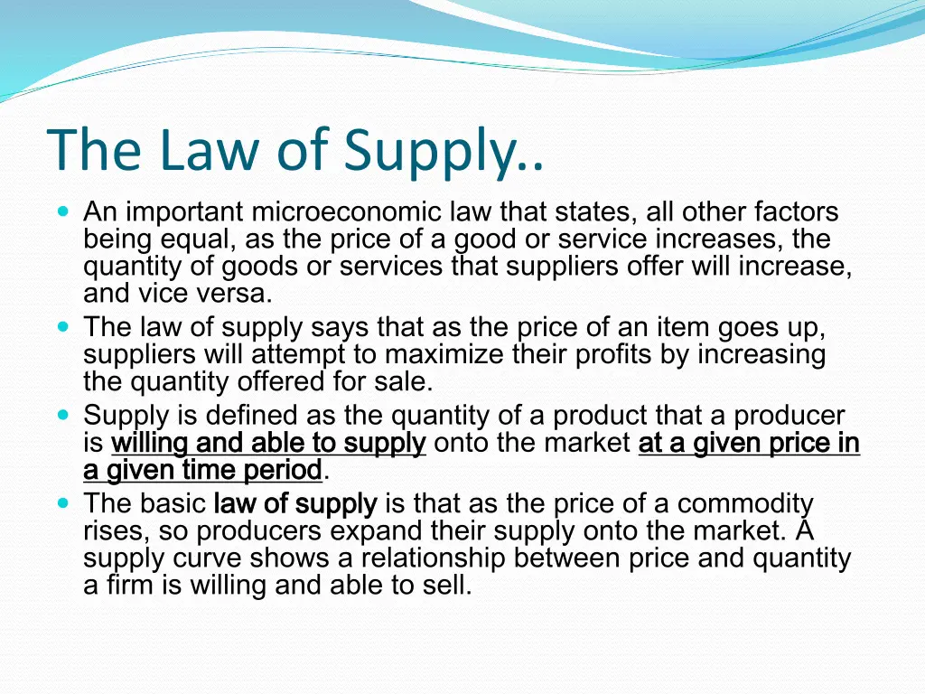 the law of supply an important microeconomic