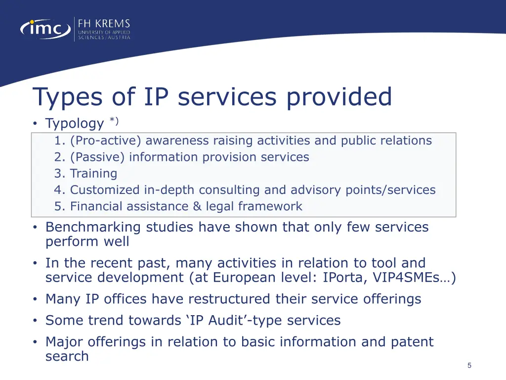 types of ip services provided typology