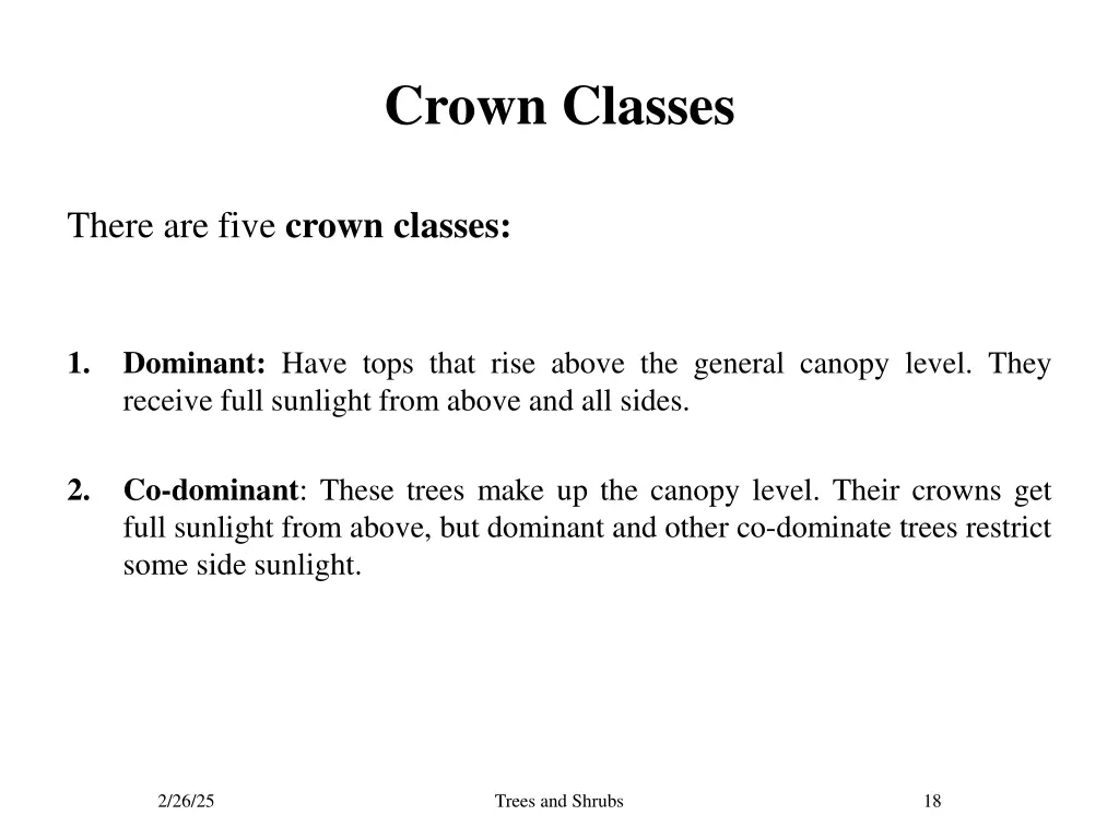 crown classes