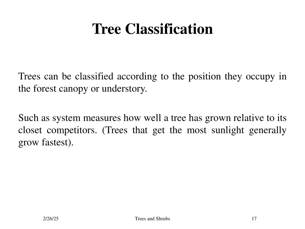 tree classification