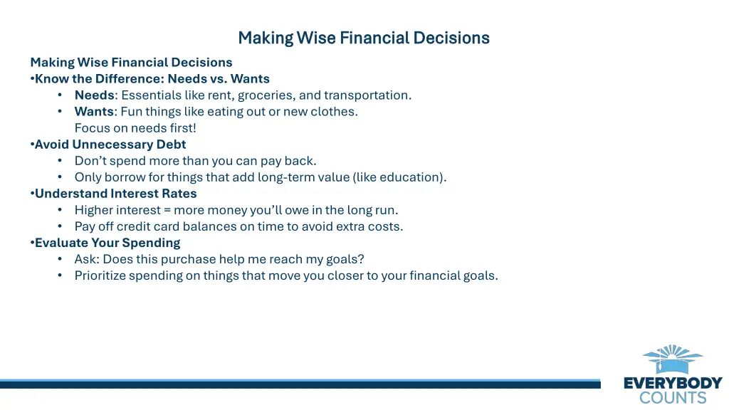 making wise financial decisions making wise