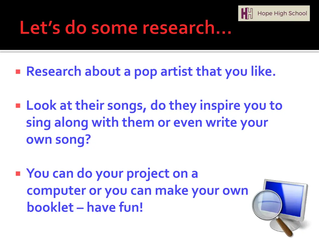 research about a pop artist that you like