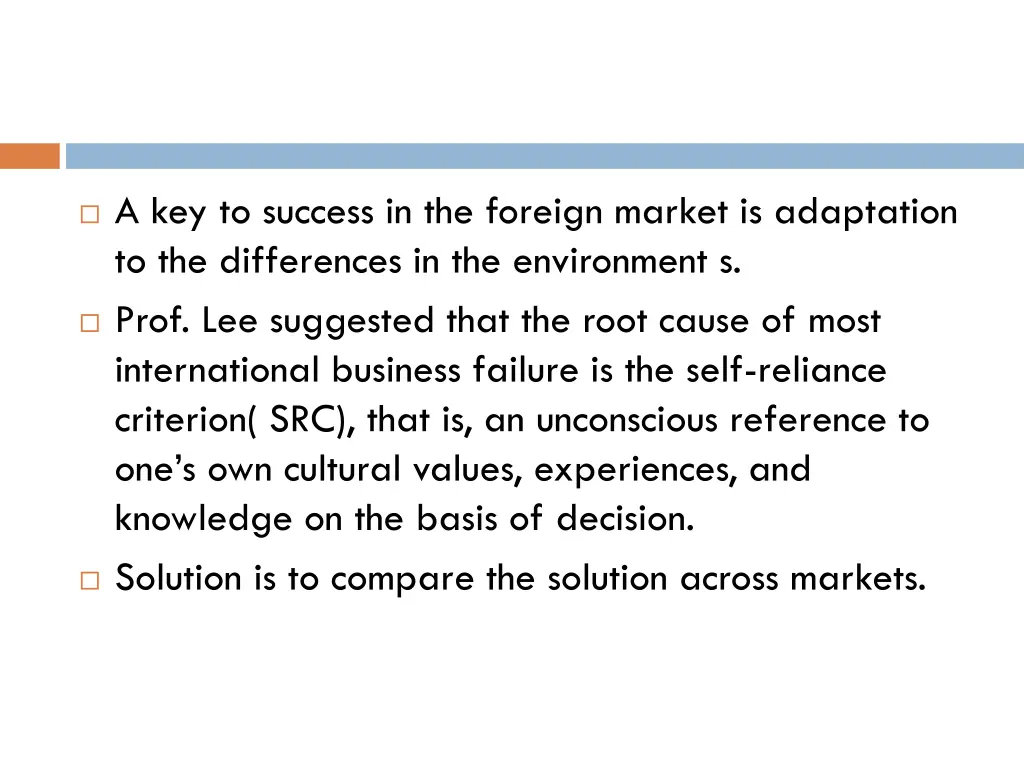 a key to success in the foreign market