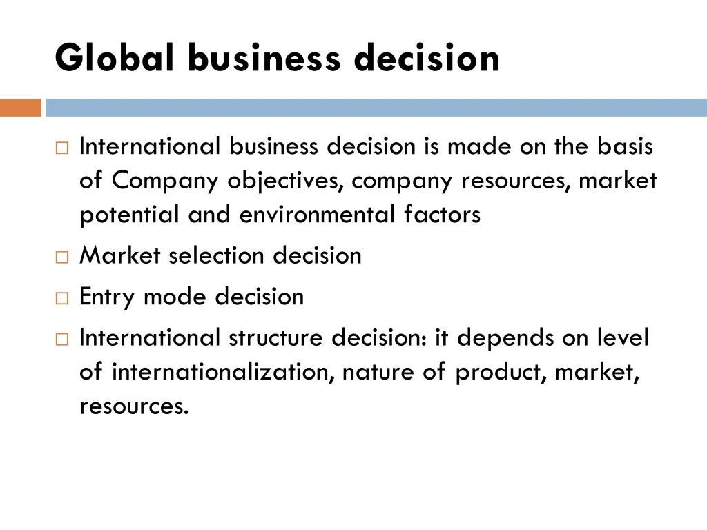 global business decision