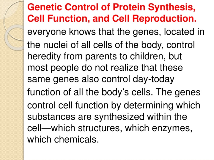 genetic control of protein synthesis cell
