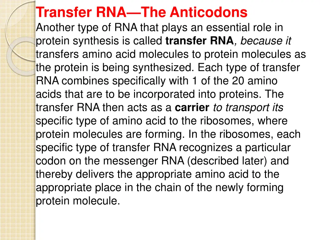 transfer rna the anticodons another type