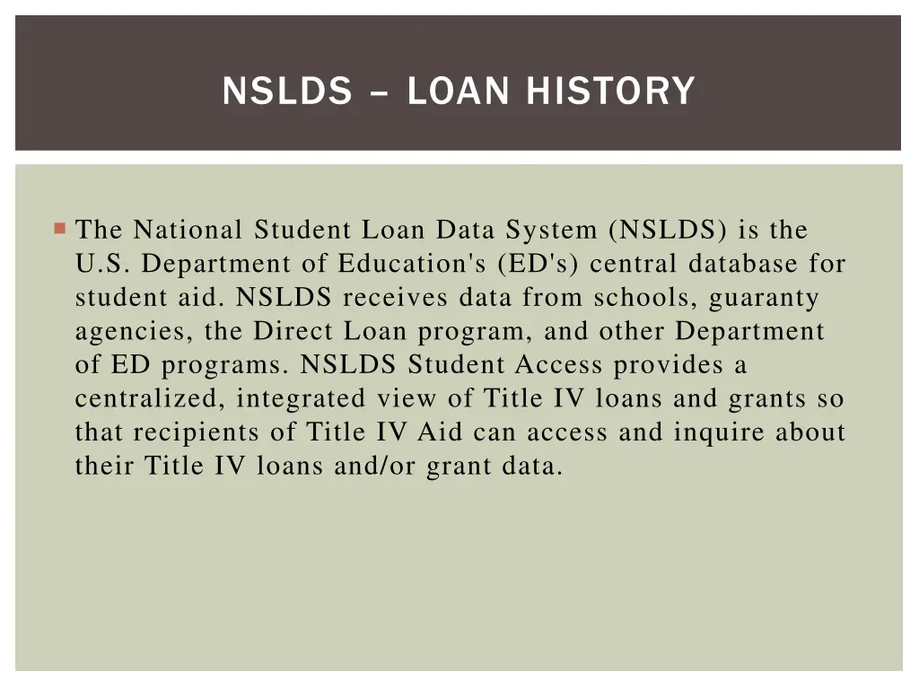 nslds loan history