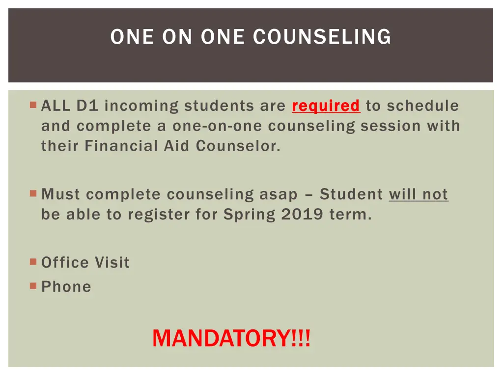 one on one counseling