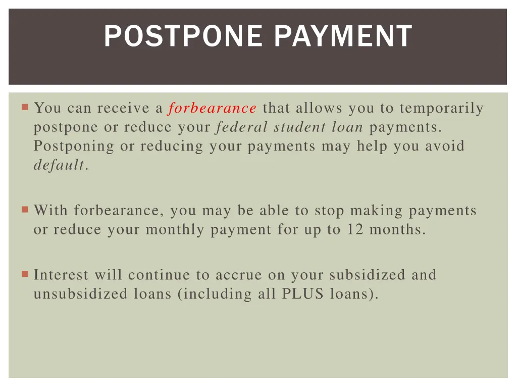 postpone payment