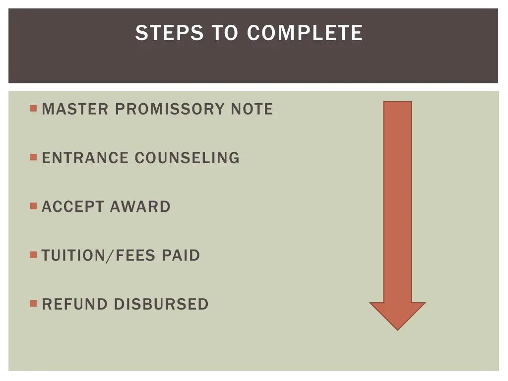 steps to complete