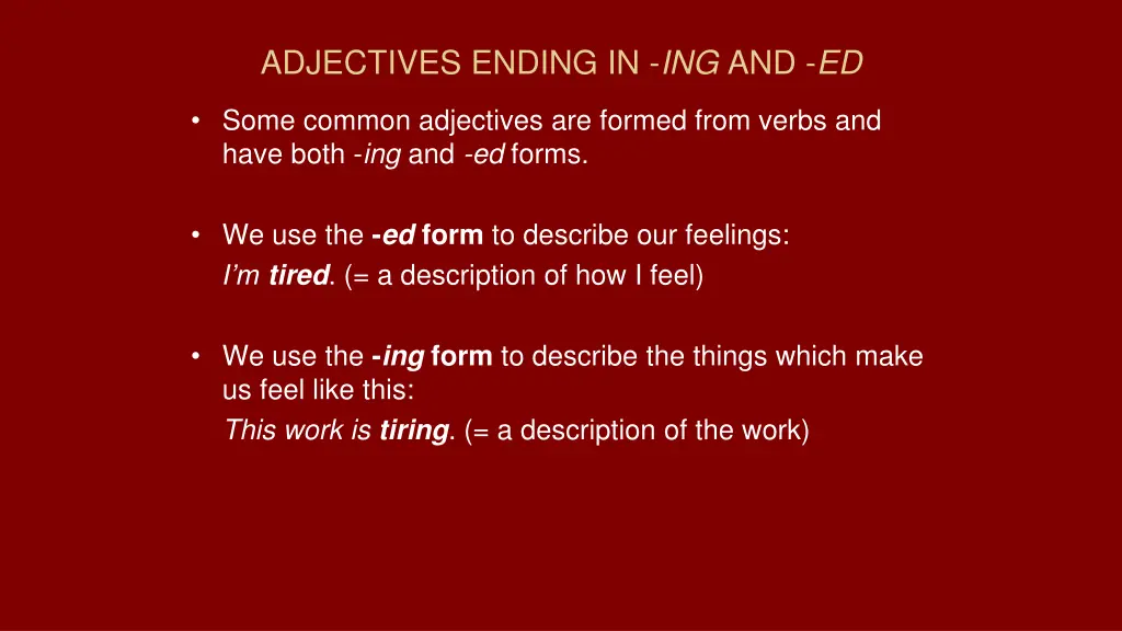 adjectives ending in ing and ed