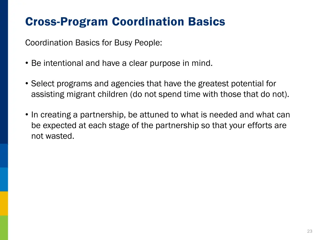 cross program coordination basics 1