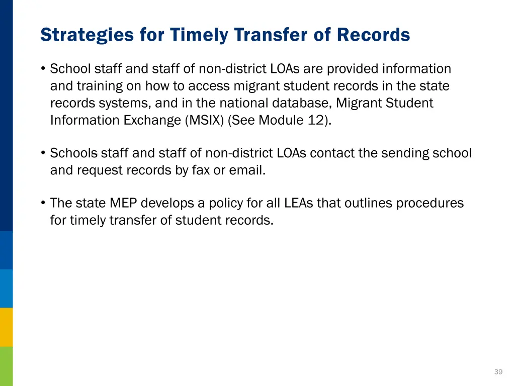 strategies for timely transfer of records