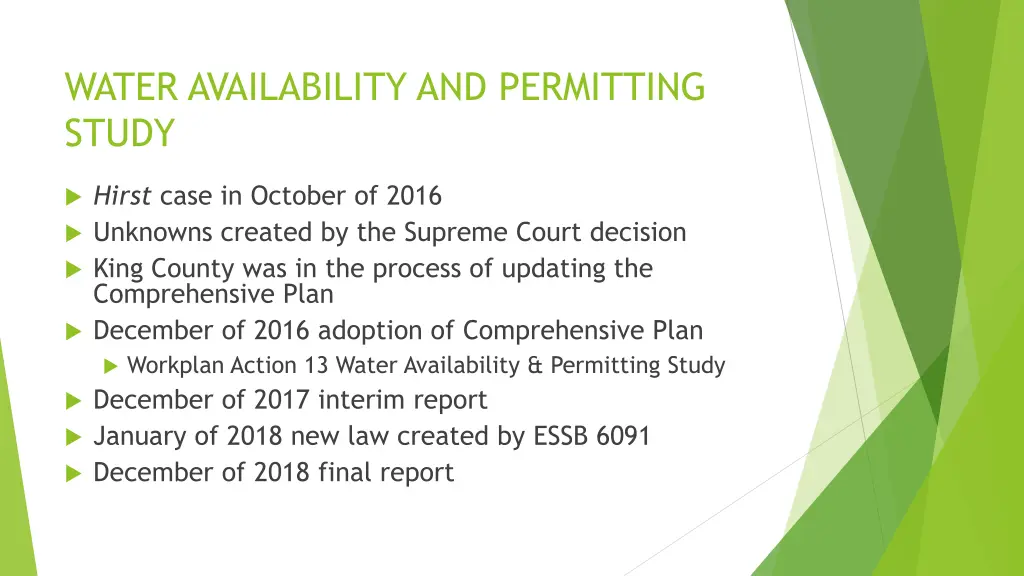 water availability and permitting study