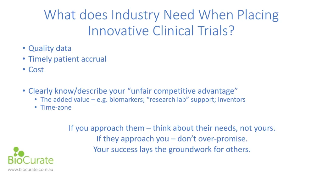 what does industry need when placing innovative