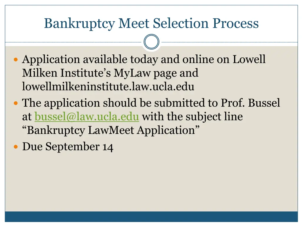 bankruptcy meet selection process