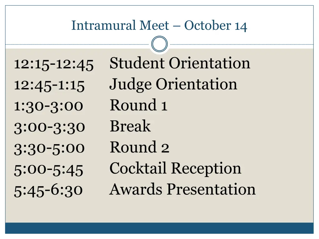 intramural meet october 14