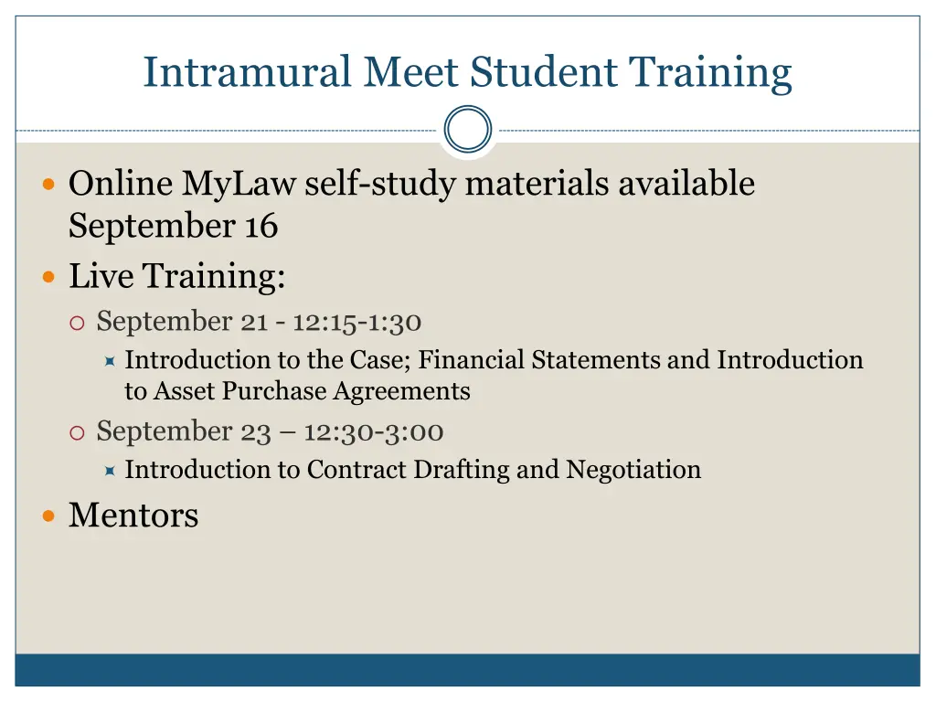 intramural meet student training