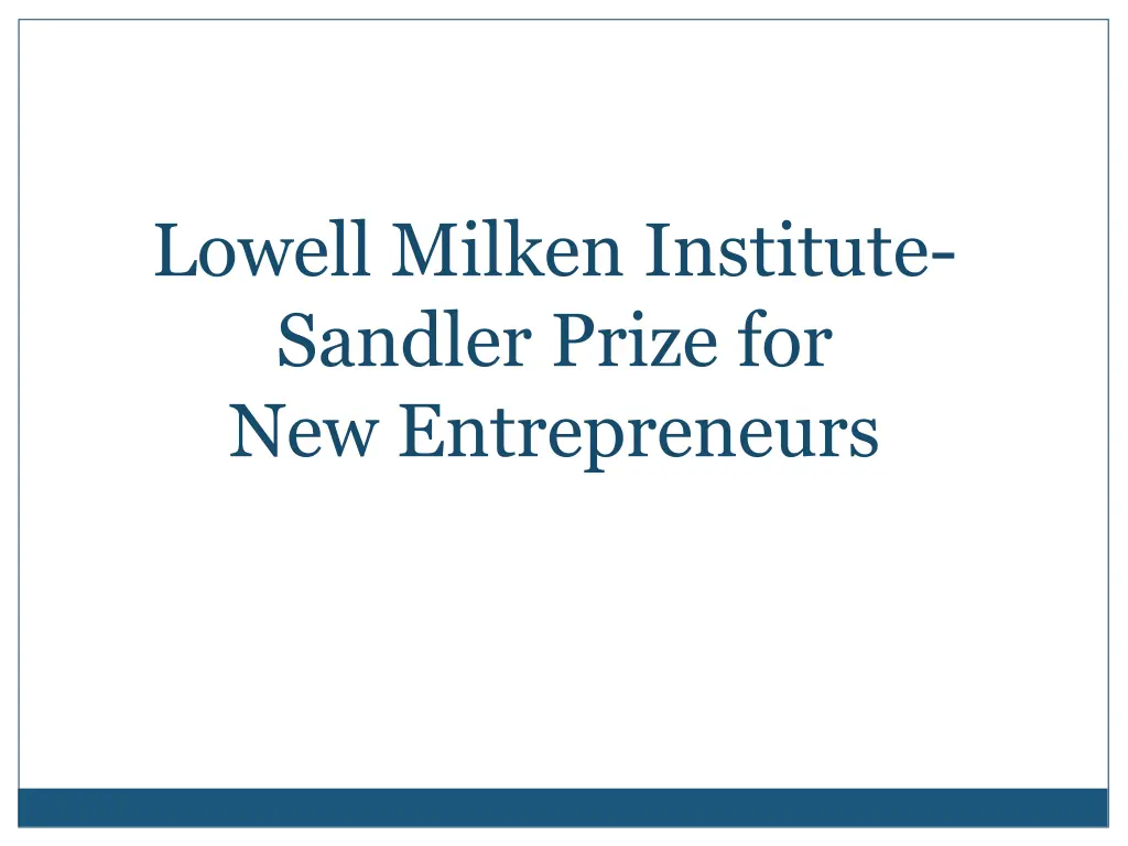 lowell milken institute sandler prize