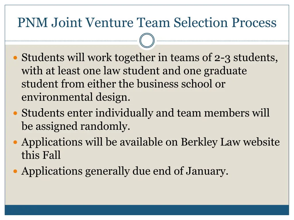 pnm joint venture team selection process