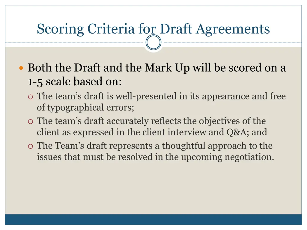 scoring criteria for draft agreements